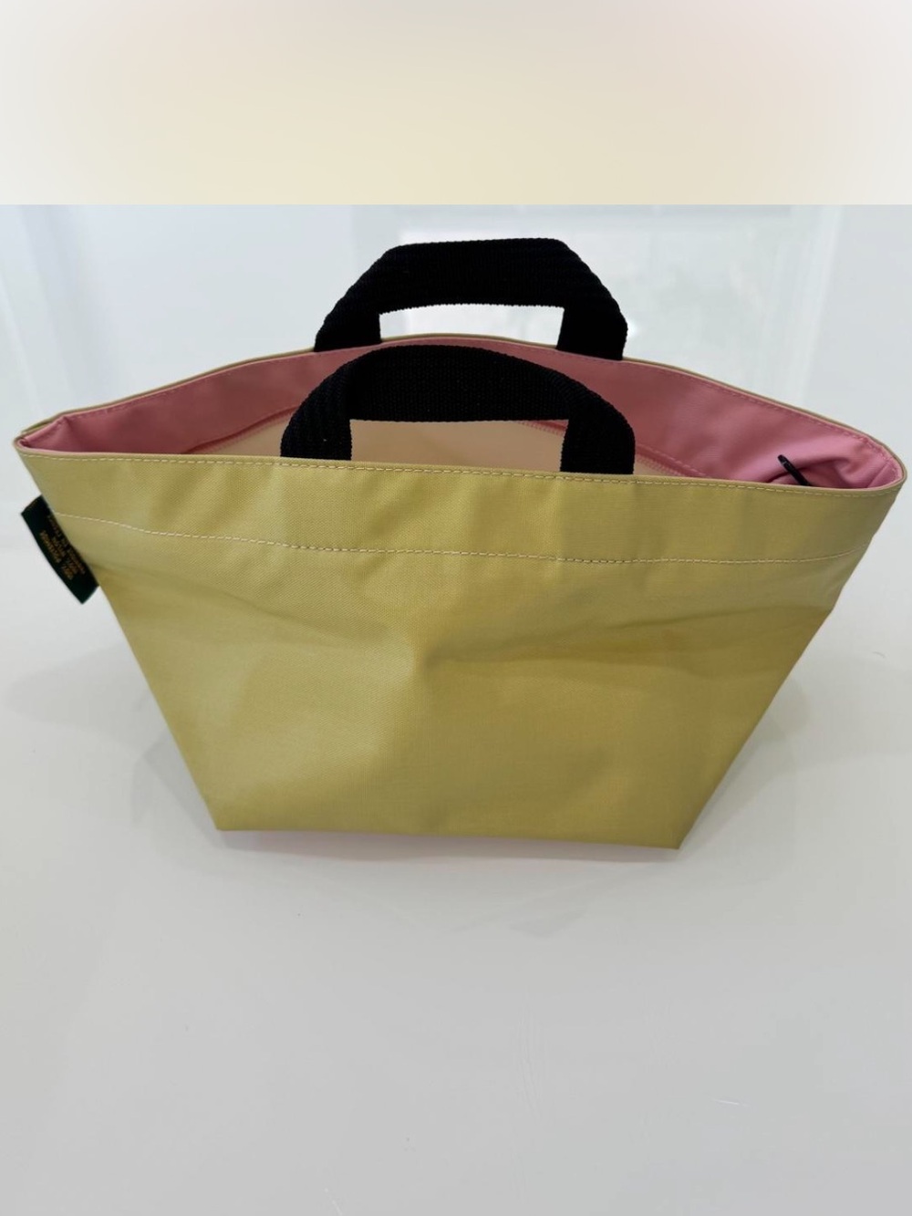Herve Chapelier Small Square Base Bag in Lemonade Yellow Pink